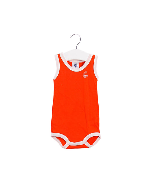 A Orange Sleeveless Bodysuits from Petit Bateau in size 0-3M for boy. (Front View)