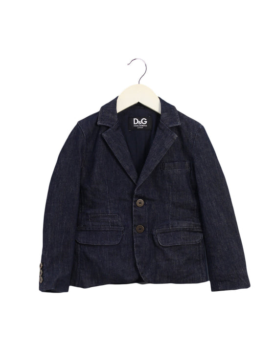 A Navy Lightweight Jackets from Dolce & Gabbana in size 4T for boy. (Front View)