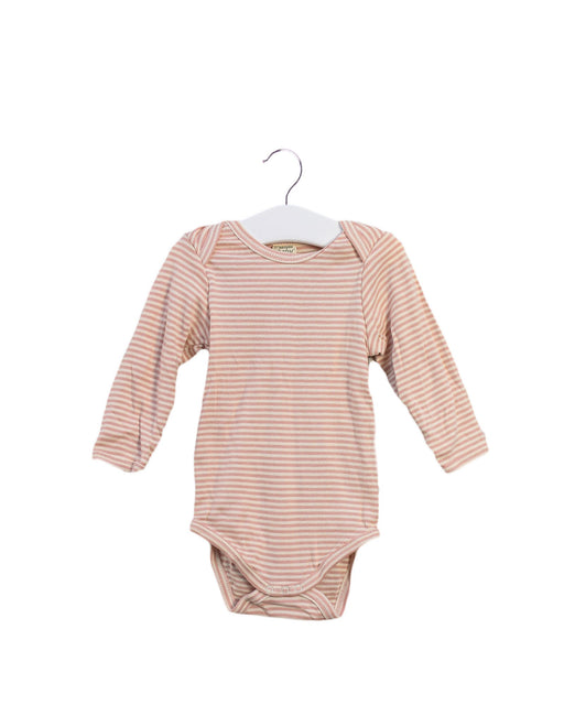 A Pink Long Sleeve Bodysuits from Nature Baby in size 6-12M for girl. (Front View)
