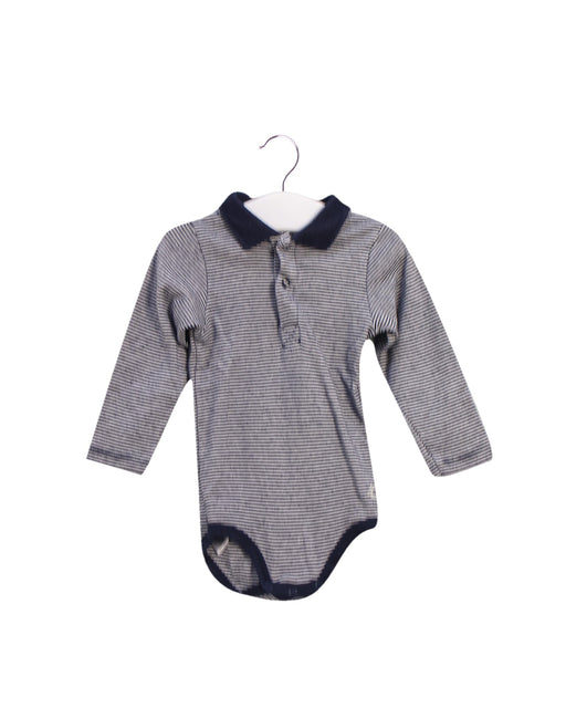 A Black Long Sleeve Bodysuits from Petit Bateau in size 6-12M for boy. (Front View)