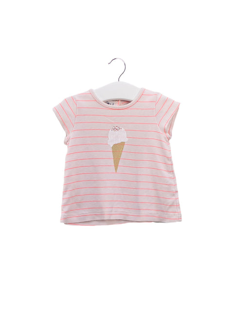 A Pink Short Sleeve T Shirts from Petit Bateau in size 3-6M for girl. (Front View)