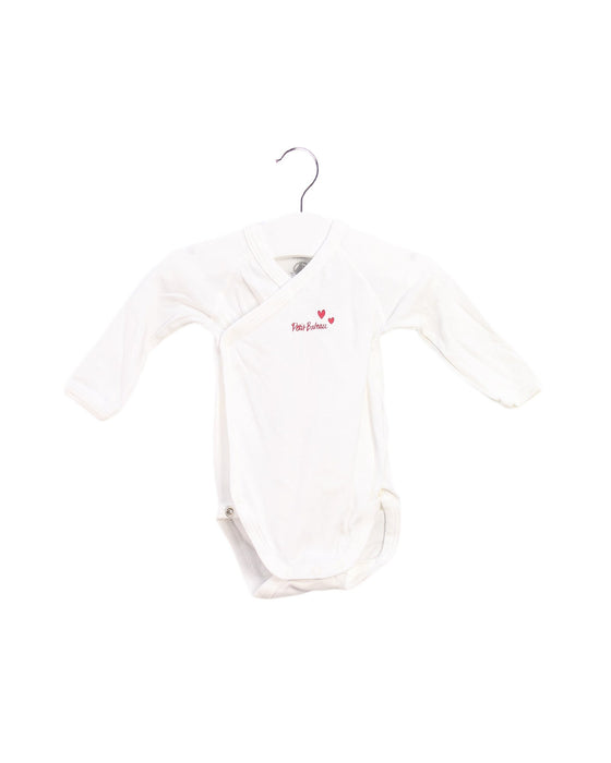 A White Long Sleeve Bodysuits from Petit Bateau in size 0-3M for boy. (Front View)