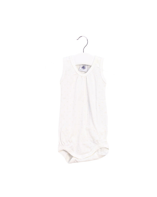 A White Sleeveless Bodysuits from Petit Bateau in size 0-3M for girl. (Front View)