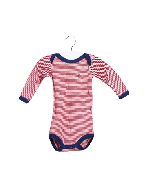 A Red Long Sleeve Bodysuits from Petit Bateau in size 0-3M for boy. (Front View)