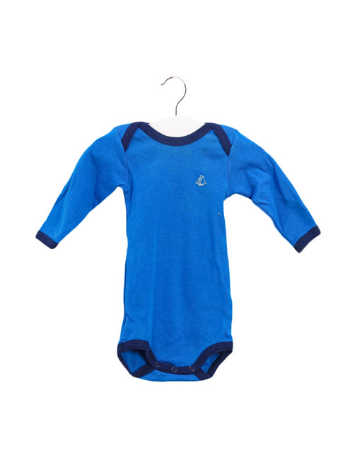 A Blue Long Sleeve Bodysuits from Petit Bateau in size 0-3M for boy. (Front View)