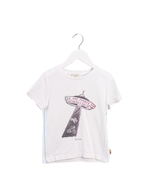 A White Short Sleeve T Shirts from Paul Smith in size 4T for boy. (Front View)