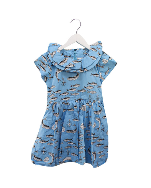 A Blue Short Sleeve Dresses from Mini Rodini in size 5T for girl. (Front View)