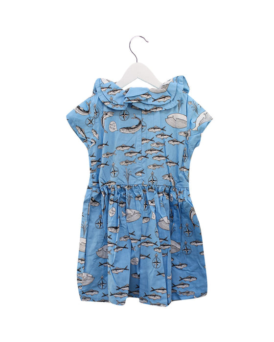 A Blue Short Sleeve Dresses from Mini Rodini in size 5T for girl. (Back View)