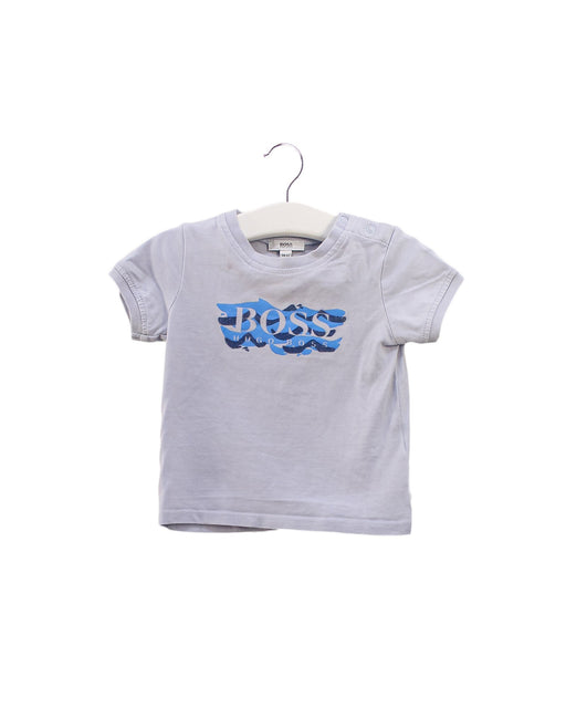 A Blue Short Sleeve T Shirts from Boss in size 3-6M for boy. (Front View)