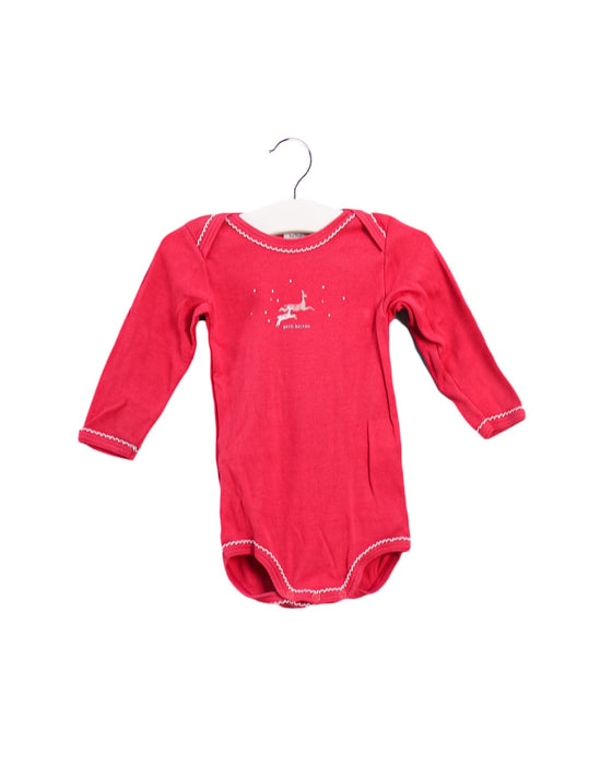 A Pink Long Sleeve Bodysuits from Petit Bateau in size 6-12M for girl. (Front View)