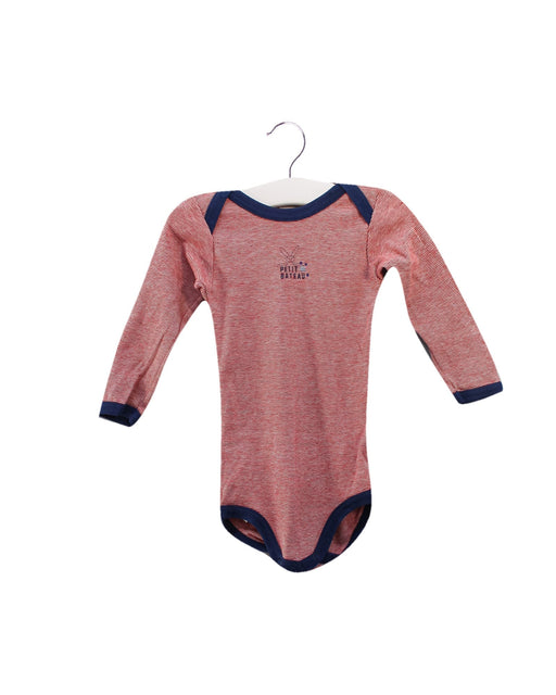 A Red Long Sleeve Bodysuits from Petit Bateau in size 6-12M for girl. (Front View)