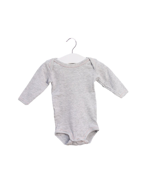 A Grey Long Sleeve Bodysuits from Petit Bateau in size 0-3M for girl. (Front View)