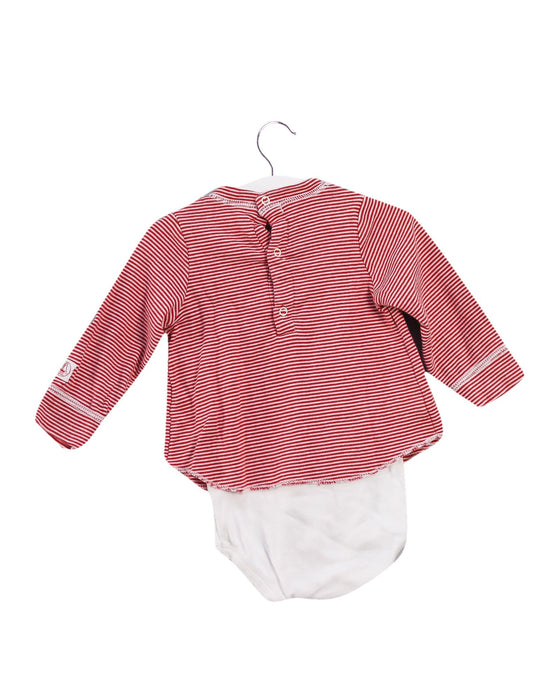 A Red Long Sleeve Bodysuits from Petit Bateau in size 3-6M for girl. (Back View)