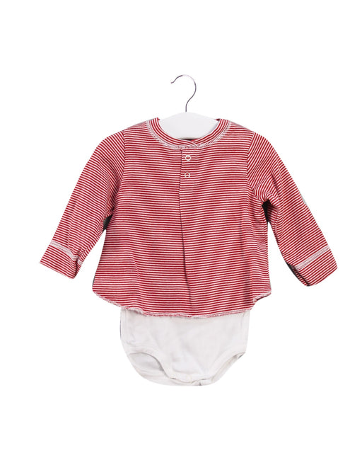 A Red Long Sleeve Bodysuits from Petit Bateau in size 3-6M for girl. (Front View)