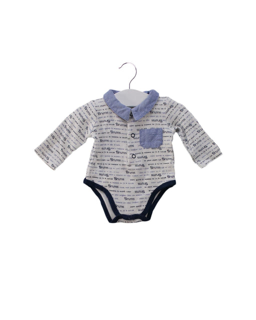 A White Long Sleeve Bodysuits from Brums in size 0-3M for boy. (Front View)