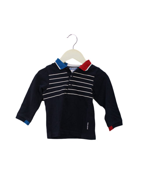 A Navy Long Sleeve Polos from Jacadi in size 12-18M for boy. (Front View)