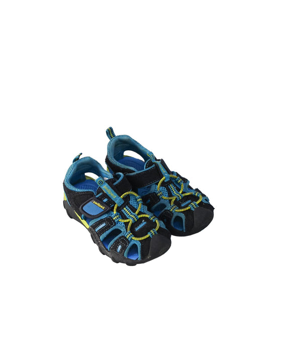 A Blue Sandals from pediped in size 4T for boy. (Front View)