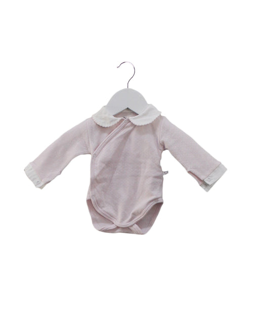 A Pink Long Sleeve Bodysuits from Mats & Merthe in size 0-3M for girl. (Front View)