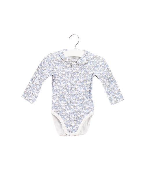 A Blue Long Sleeve Bodysuits from Petit Bateau in size 6-12M for girl. (Front View)