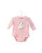 A Pink Long Sleeve Bodysuits from Seed in size 0-3M for girl. (Front View)