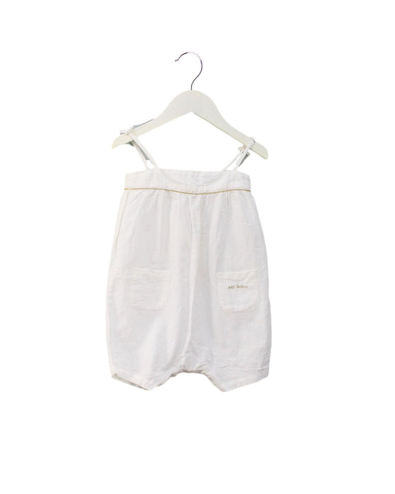 A White Rompers from Petit Bateau in size 2T for girl. (Front View)