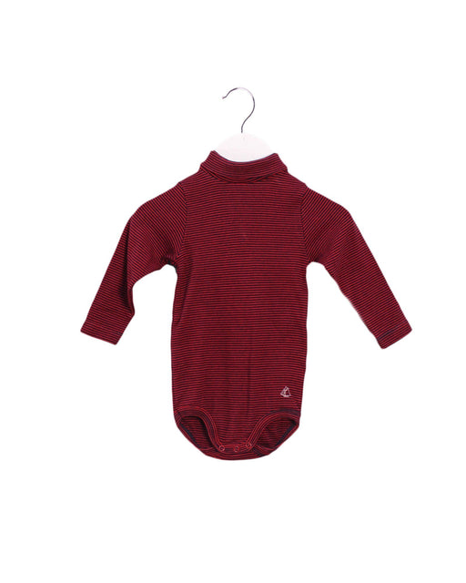 A Red Long Sleeve Bodysuits from Petit Bateau in size 6-12M for boy. (Front View)