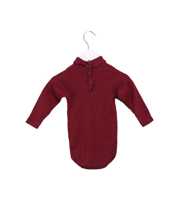 A Red Long Sleeve Bodysuits from Petit Bateau in size 6-12M for boy. (Back View)