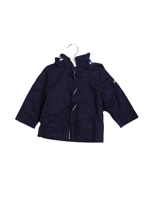 A Navy Puffer/Quilted Jackets from Jacadi in size 12-18M for neutral. (Front View)