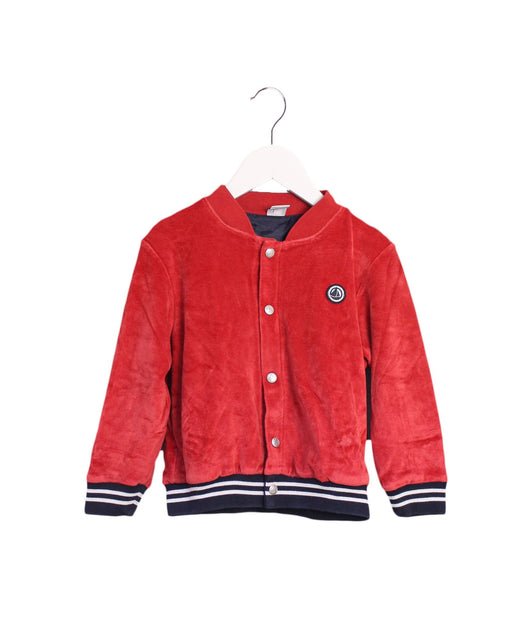 A Red Lightweight Jackets from Petit Bateau in size 4T for girl. (Front View)