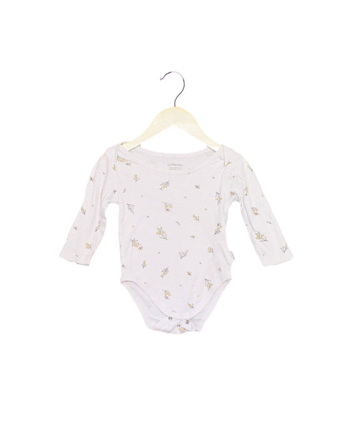 A White Long Sleeve Bodysuits from Purebaby in size 6-12M for girl. (Front View)