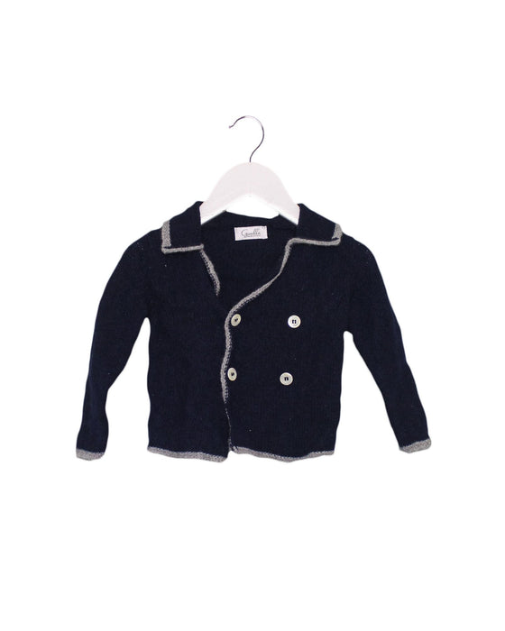 A Navy Lightweight Jackets from Gusella in size 3-6M for girl. (Front View)