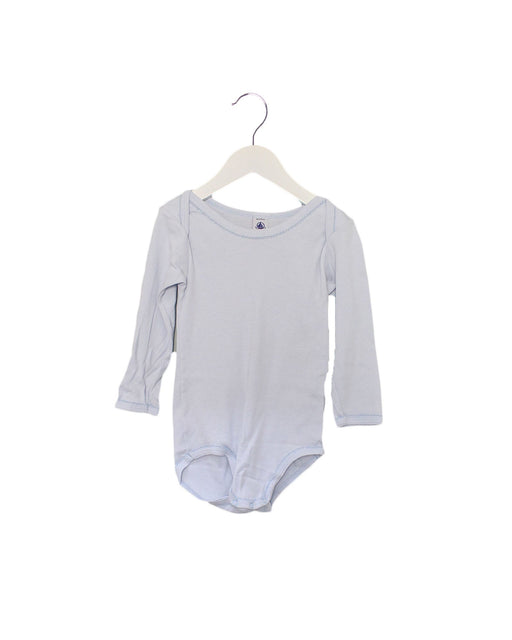 A Blue Long Sleeve Bodysuits from Petit Bateau in size 3T for girl. (Front View)