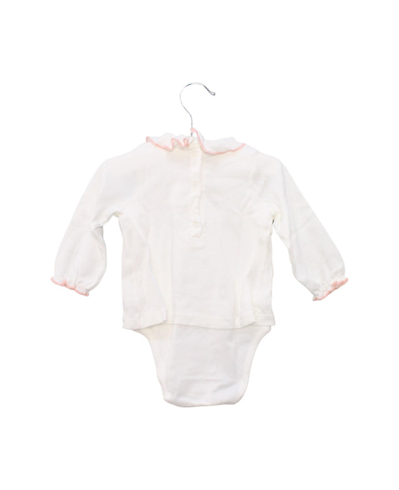 A White Long Sleeve Bodysuits from Petit Bateau in size 3-6M for girl. (Back View)