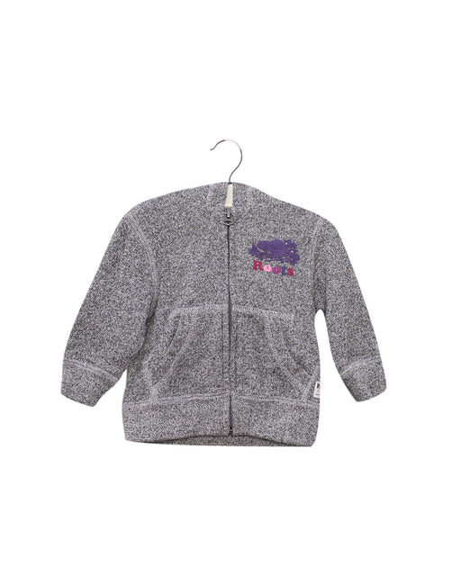 A Grey Zippered Sweatshirts from Roots in size 3-6M for boy. (Front View)