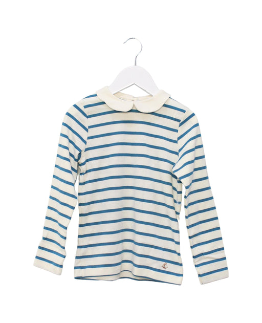 A Blue Long Sleeve Tops from Petit Bateau in size 6T for girl. (Front View)