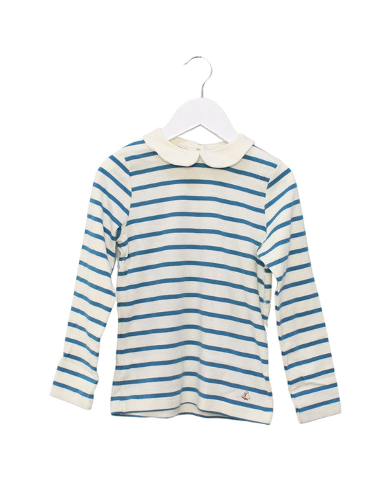 A Blue Long Sleeve Tops from Petit Bateau in size 6T for girl. (Front View)