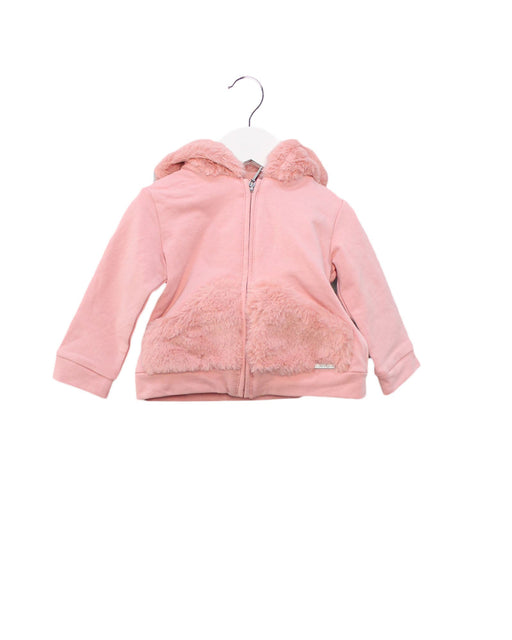 A Pink Zippered Sweatshirts from Mayoral in size 6-12M for girl. (Front View)