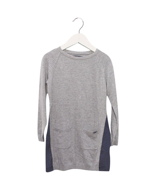 A Grey Sweater Dresses from IKKS in size 4T for girl. (Front View)