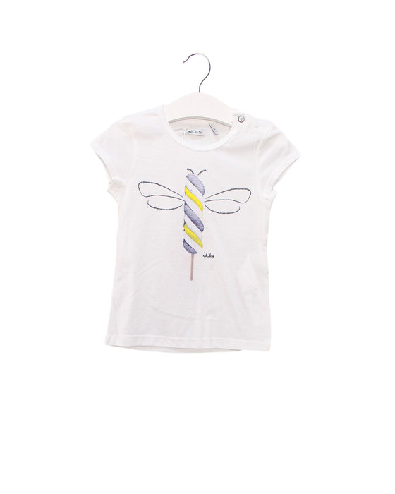 A White Short Sleeve T Shirts from IKKS in size 4T for girl. (Front View)
