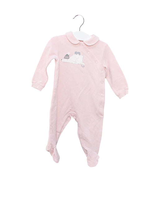 A Pink Long Sleeve Jumpsuits from Il Gufo in size 3-6M for girl. (Front View)