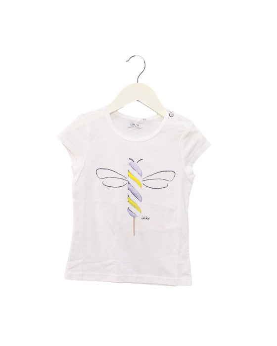 A White Short Sleeve Tops from IKKS in size 3T for girl. (Front View)