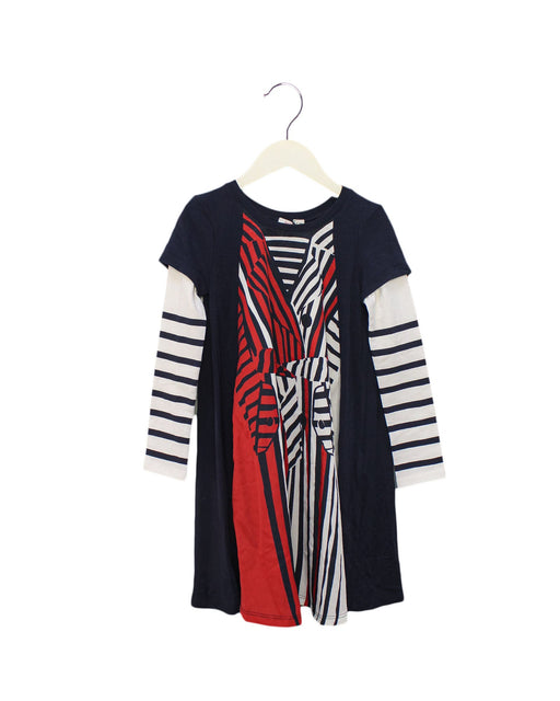 A Navy Long Sleeve Dresses from Junior Gaultier in size 6T for girl. (Front View)