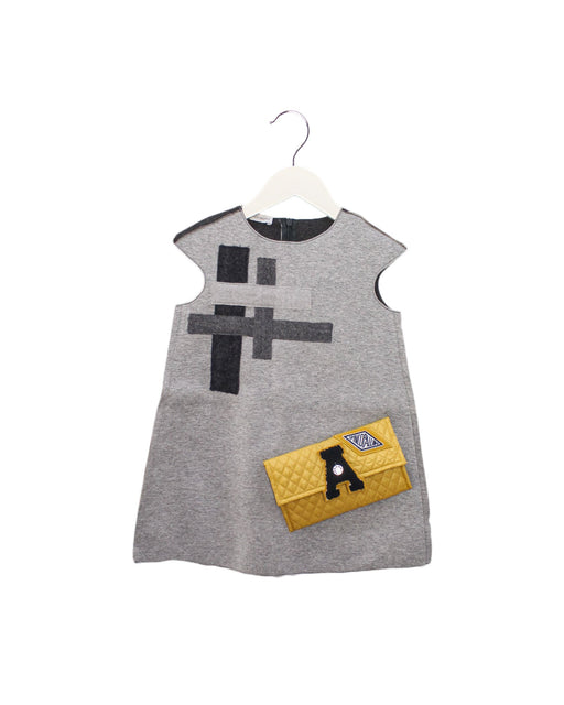 A Grey Sleeveless Dresses from I Pinco Pallino in size 4T for girl. (Front View)