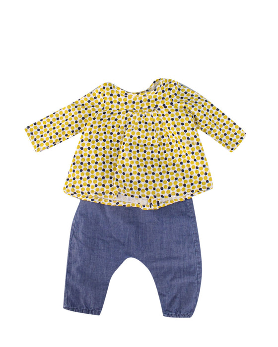 A Yellow Pants Sets from Catimini in size 0-3M for girl. (Front View)