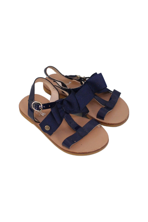 A Navy Sandals from Jacadi in size 3T for girl. (Front View)