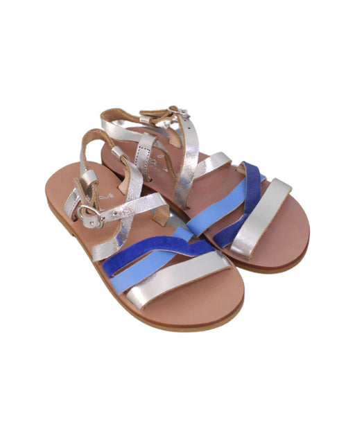 A Silver Sandals from Jacadi in size 4T for girl. (Front View)
