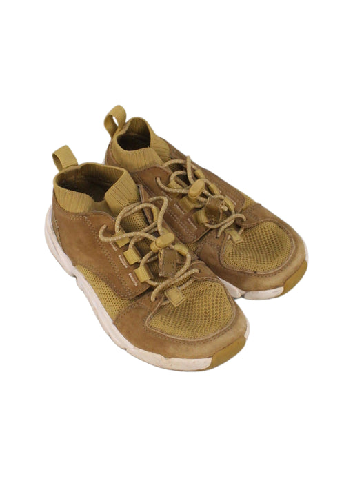 A Beige Slip Ons from Clarks in size 5T for boy. (Front View)