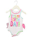A White Sleeveless Bodysuits from Mudpie in size 0-3M for girl. (Front View)