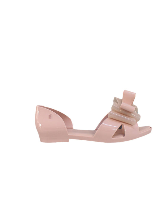 A Pink Sandals from Mini Melissa in size 7Y for girl. (Back View)