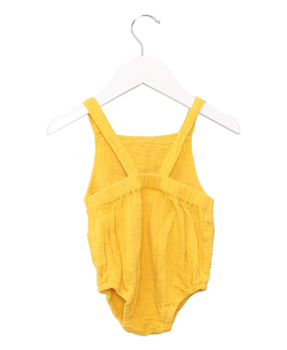 A Yellow Sleeveless Bodysuits from Seed in size 0-3M for girl. (Back View)